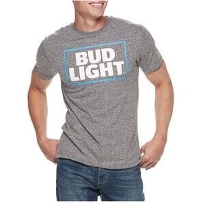 Bud Light Adult T-Shirt Large Gray Beer Budweiser Graphic Print